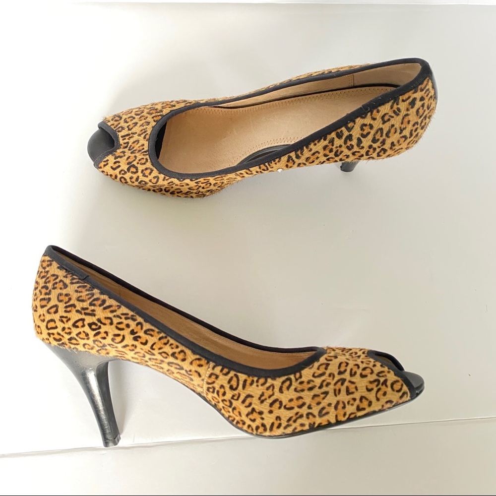 BP Peep Toe Heels Leopard Calf Hair Peekaboo 11